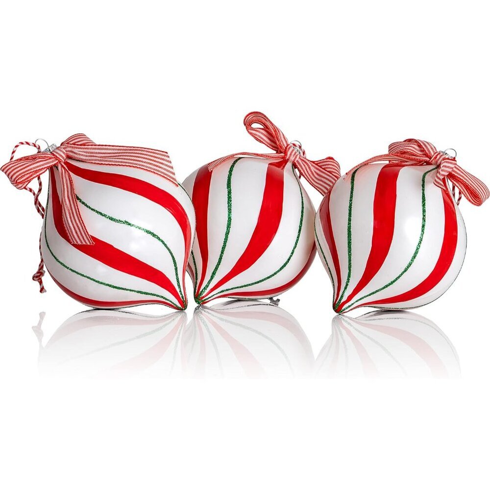 Peppermint Candy Ornament Set ā Christmas Candy Cane Ball Shatterproof Candy Bal
